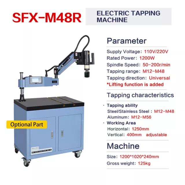 SFX Electric Tapping Arm with Lifting Function M12-M48 Thread Tapping Machine