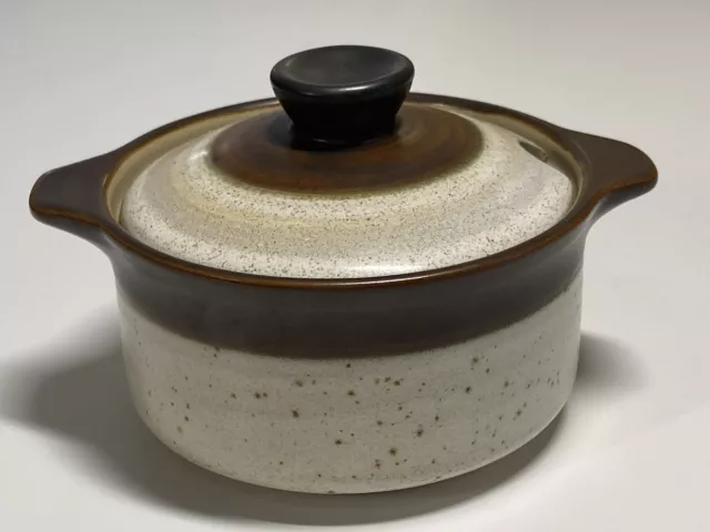 Vintage Denby Russet Lidded Stoneware Sugar Bowl Individual Soup Server Brown