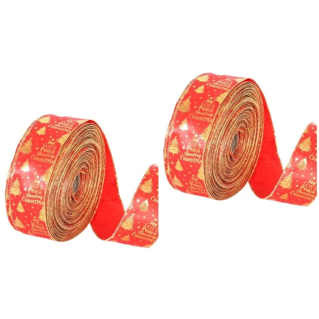 2x Weihnachten Band Rolle Geschenk Verpackung Backen Band Glitter Band