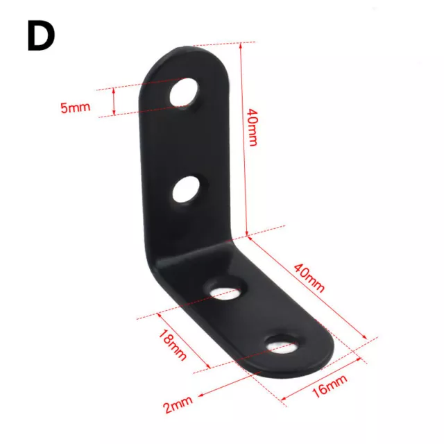 4Pcs Black Right Angle Bracket L-Shaped Corner Brace Shelf Stainless Steel Set