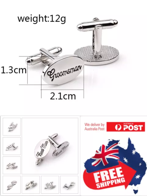 Pair Mens Wedding Cufflinks Groom Bride Father Best Man Page Boy Silver Plated