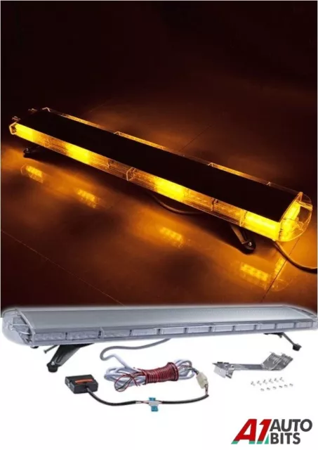 LED Amber Light Bar Strobe Beacon Recovery Warning Lamp 1300mm 50" 12V 24V Slim