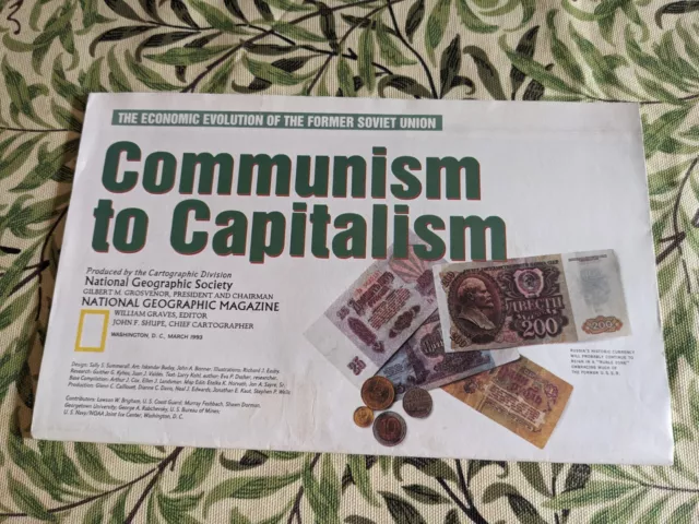 National Geographic Society Map, Communism To Capitalism, Russia, March 1993