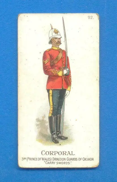 TYPES OF THE BRITISH ARMY.92.CORPORAL.3rd POW DRAGOONS.GALLAHER CIGARETTES 1898