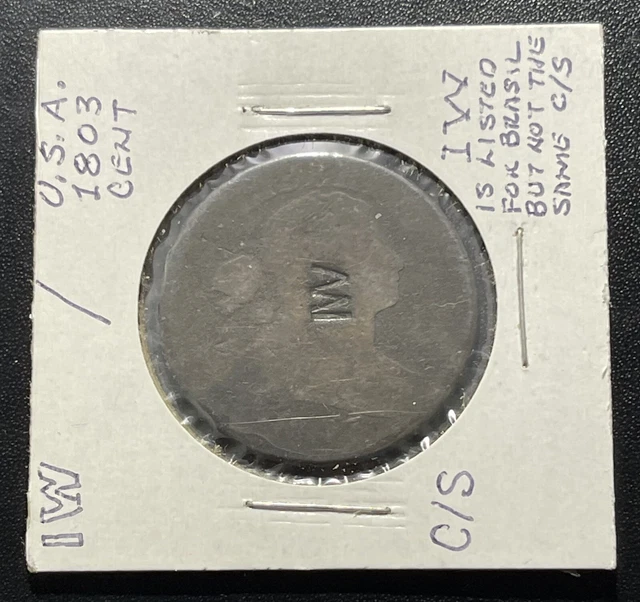 US 1803 Draped Bust Large Cent Coin with "IVV" Countermark