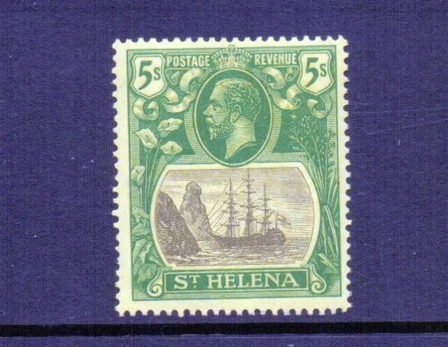 St Helena 1927 Gv 5/- Grey & Green/Yellow Sg110 Lmm Cat £50