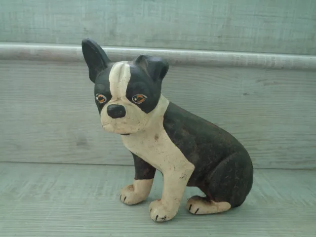 Boston Terrier Door Stop Emig 8031 Vintage Cast Iron Art Figurine Beautiful Dog