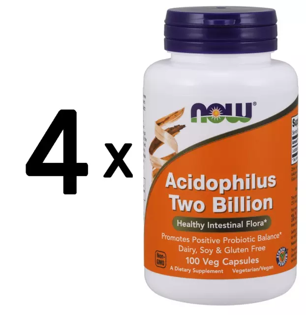 (200 g, 204,54 EUR/1Kg) 4 x (NOW Foods Acidophilus Two Billion - 100 capsules)