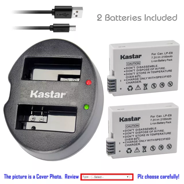 Kastar Battery Charger for Canon LPE8 LP-E8 LC-E8E BG-E8 Grip Canon EOS Camera