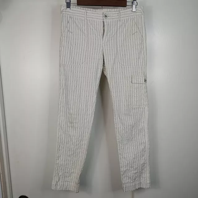 Anthropologie Hei Hei Striped Cargo Cropped Ankle Pants Womens Size 2 Cream