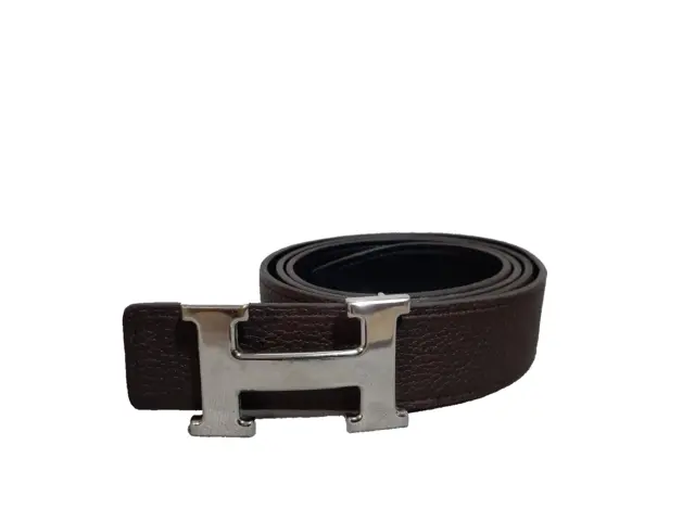 HERMÈS 95 H Black Brown Buckle Reversible Belt