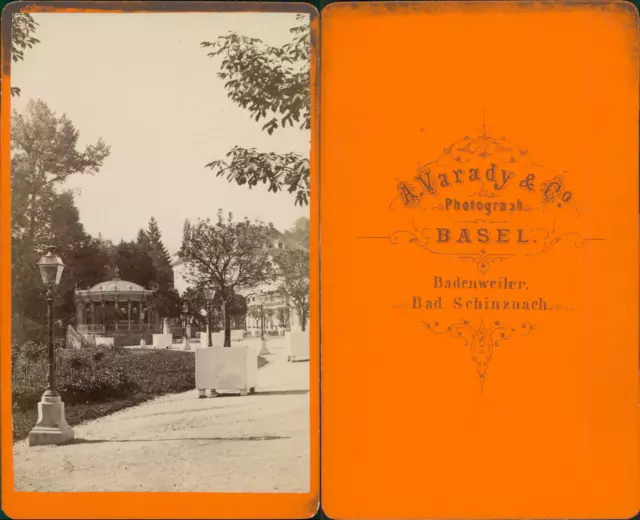 Badenweiler, Vue sur un Kiosque Vintage CDV albumen carte de visite, CDV, ti