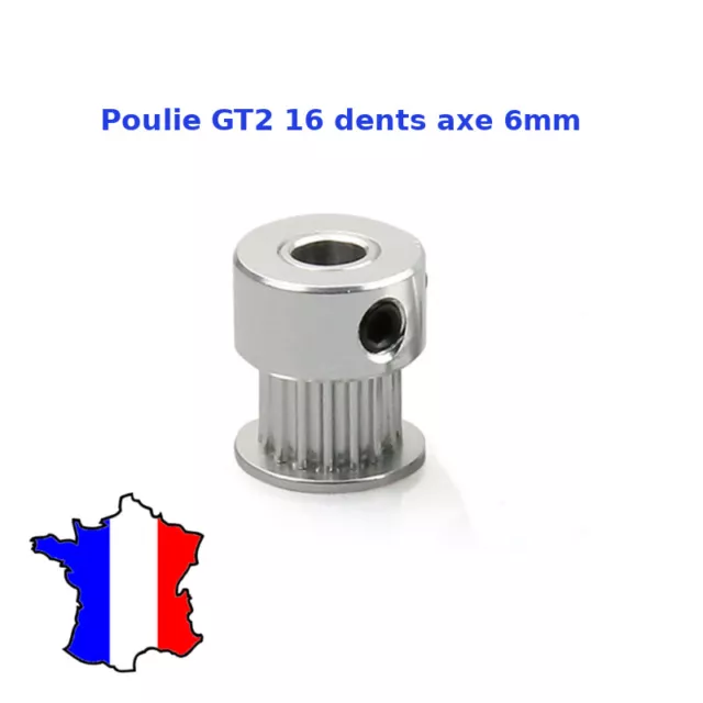 Poulie GT2 16 dents - GT2 pulley - axe 6mm , 2GT, cnc, 3d print courroie 6 mm