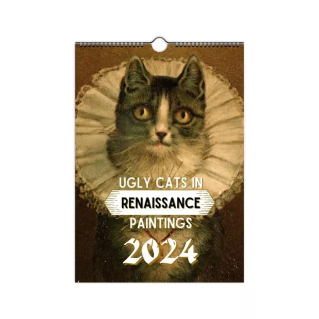 Europe Ugly Cats In Renaissance Painting 2024, Monthly Wall Hanging Calendar