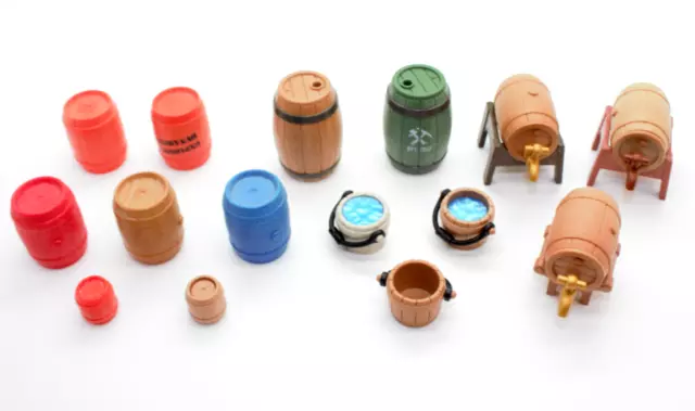 Playmobil Cubo Madera de Agua Bidones Barril Cerveza Caballero Miene Fuerte