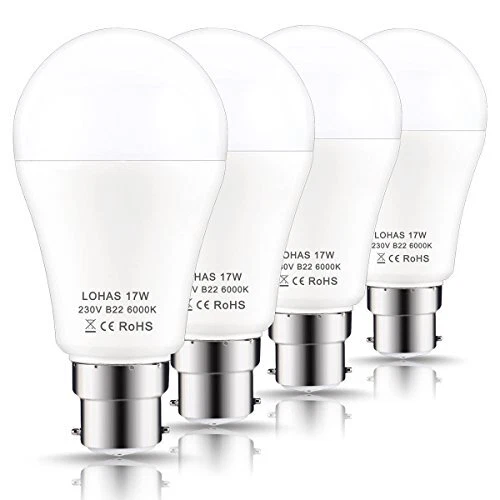 Lohas B22 LED Glühbirnen 150W Äquivalent, 17W LED Bajonett Licht, Tag Weiß 6000K, Su