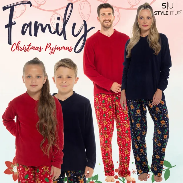 Familienpassende Erwachsene Kinder Weihnachten Pyjama Weihnachten Nachtwäsche PJs festliches Set UK