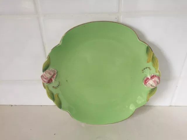 Royal Winton Grimwades Tiger Lilly Cake Plate GREEN Art Deco 1930s/40s