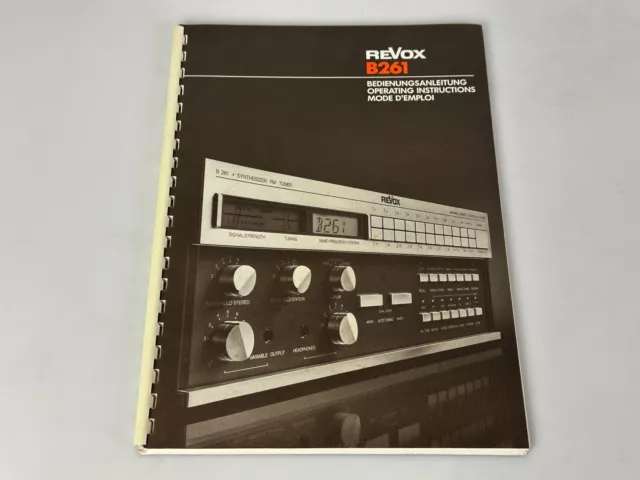 Revox B261 Operating Instructions/Manual/Mode D'em Ploi