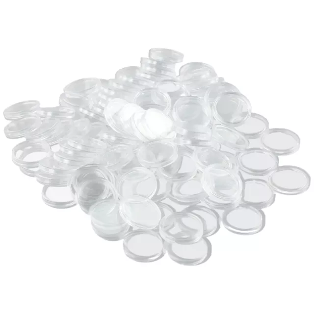 100 Transparent Rond Plastique Pièce Capsules Pièces Affichage Étuis Boites 21MM 2