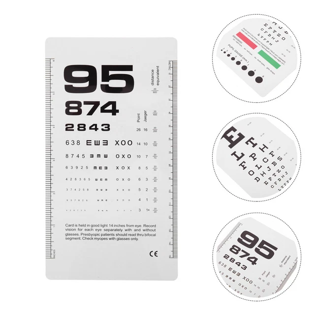 VISION TEST CHART Double Sided Eye Charts for Exams Testing Water Proof ...