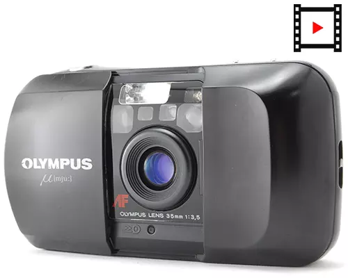 [NEAR MINT] Olympus μ mju Black Point & Shoot 35mm Film Camera From JAPAN
