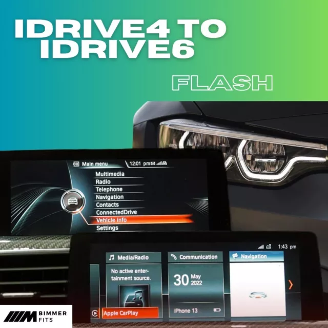 BMW NBT EVO iDrive ID4 to ID6 Flash + Apple CarPlay Fullscreen Firmware Update