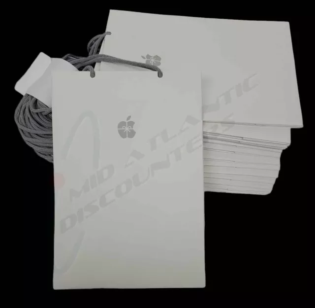 90 APPLE Store Paper Bag Rare Happy Holiday Christmas White 11x8x5 Rope Handles