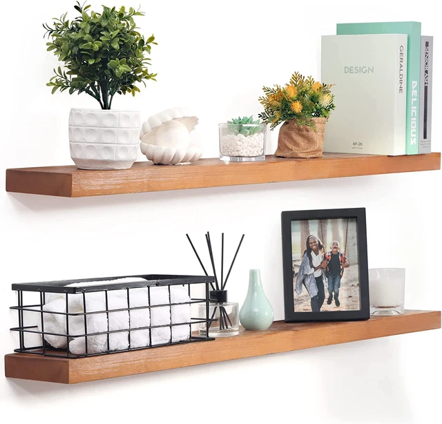 Floating Shelves 36 Inches Long, Rustic Wood Wall Shelves Set of 2, Hanging Shel