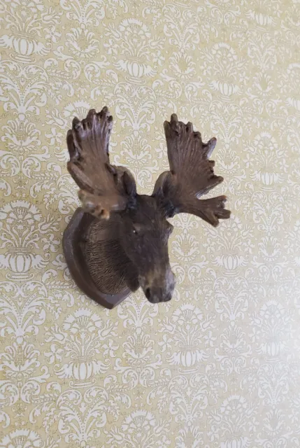 Dollhouse Miniature Small Moose Head Wall Trophy Mounted 1:12 Scale Reutter