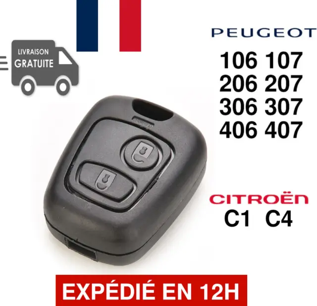 Boitier de Clé Plip Coque pour Télécommande Peugeot 207 107 307 SW 407 308  ✚ Pile CR2016 VARTA - Kit iRace Keys®