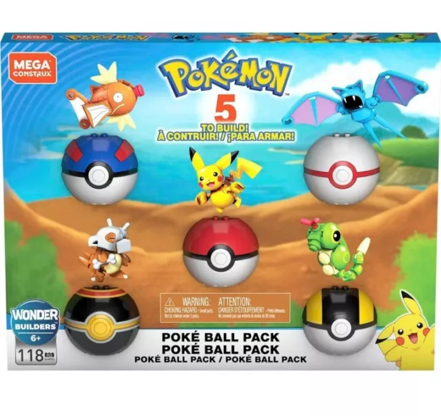 Pokemon Poke Ball Mega Multi-Figure Pack Building Set Toy For Kids 5 Pieces NEW