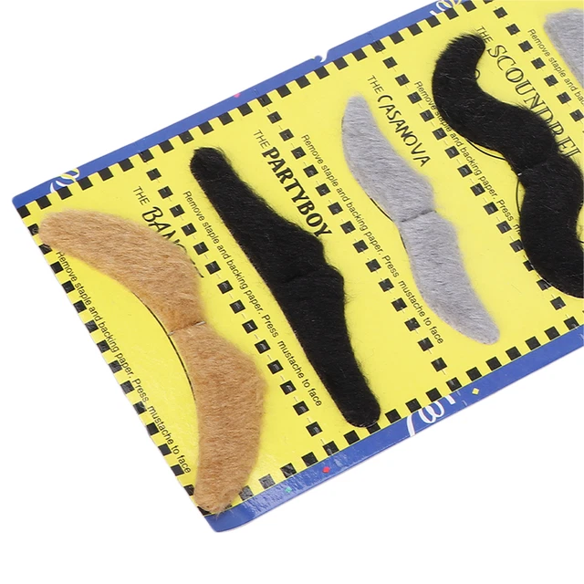 6 Pcs Self Adhesive Mustache Novelty Halloween Mustache Individualized Costume