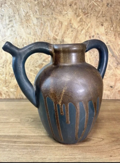 Grand Vase Ou Pichet Vintage En Grès De Puisaye - Signé Georges Robin - France