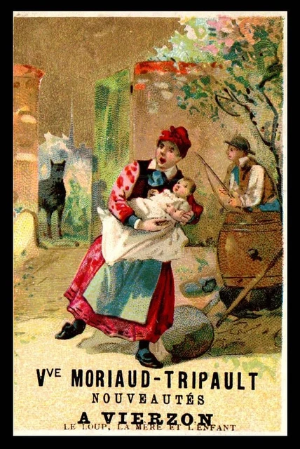 Lot De 3 Grands Chromos Originaux 1880-1890 - Mère Et Ses Enfants - État Correct