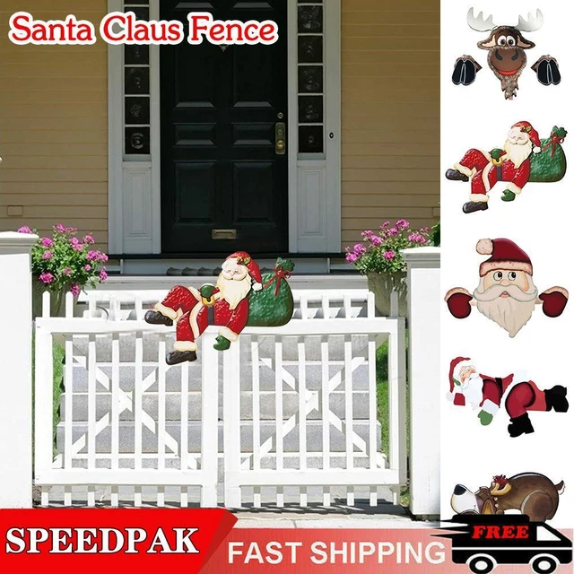 Santa Claus Fence Decoration Closure Stockade Wall Decoration Garden Z0X6
