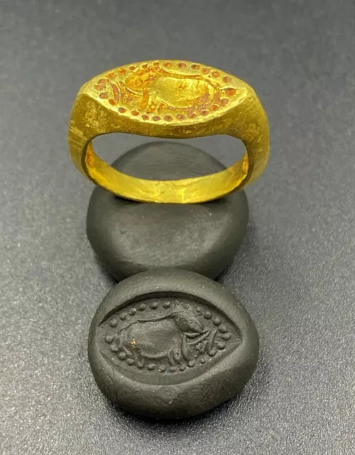 Old Ancient Pyu Culture Gold Jewelry Ring Signet South East Asian Art Burma