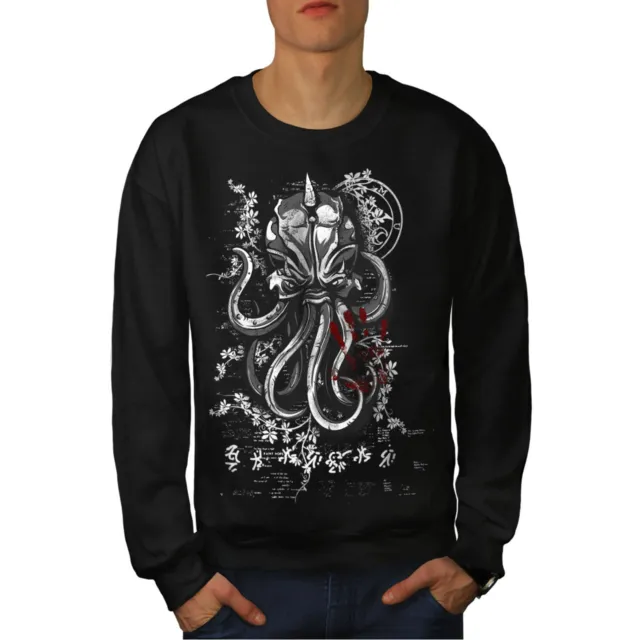 Wellcoda Evil Octopus Mask Mens Sweatshirt, Sea Casual Pullover Jumper