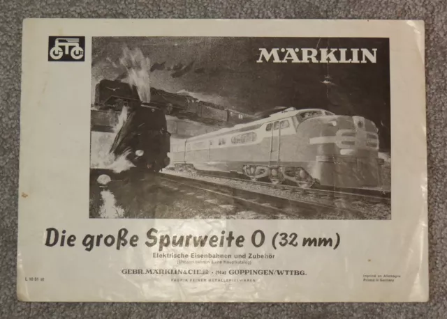 Märklin Catalogue 1951 0-Gauge Supplement - 'Die Große Spurweite 0 (32mm)' Rare