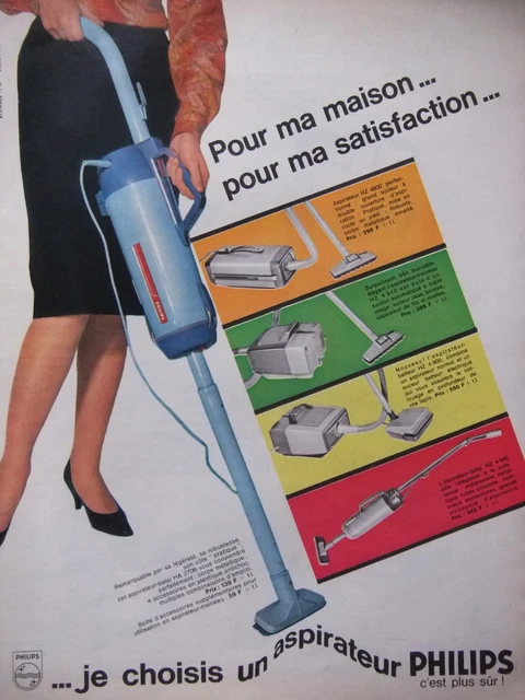 Aspirateur balai Moulinex vintage, fabriqué en France, années 1970. Aspirateur électrique vintage, orange mandarine, années 1970. - France