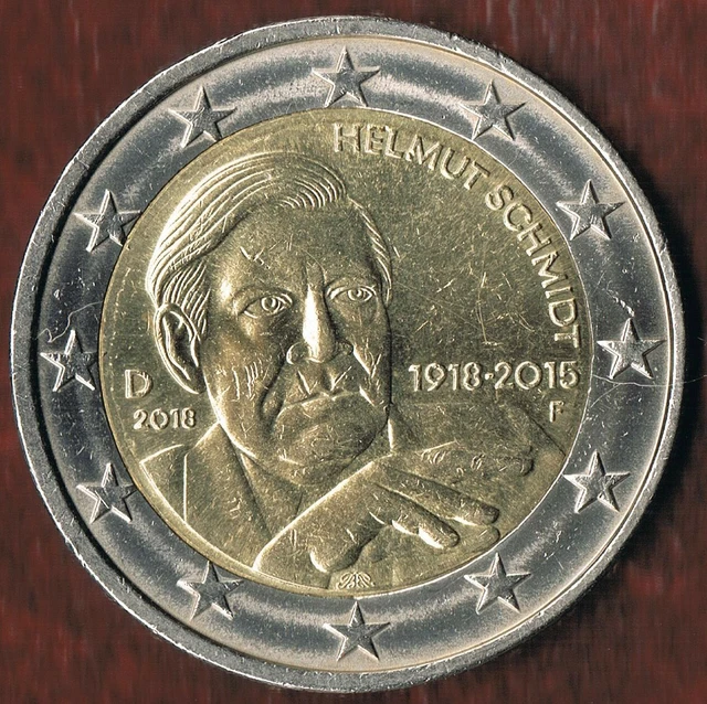 BRD 2 EURO Münze Fehlprägung Sterne Gedenkmünze 2018F Helmut Schmidt