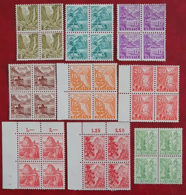 SELLOS DE SUIZA de 1934-1948 (Tipo de paisaje) BLOQUE 4