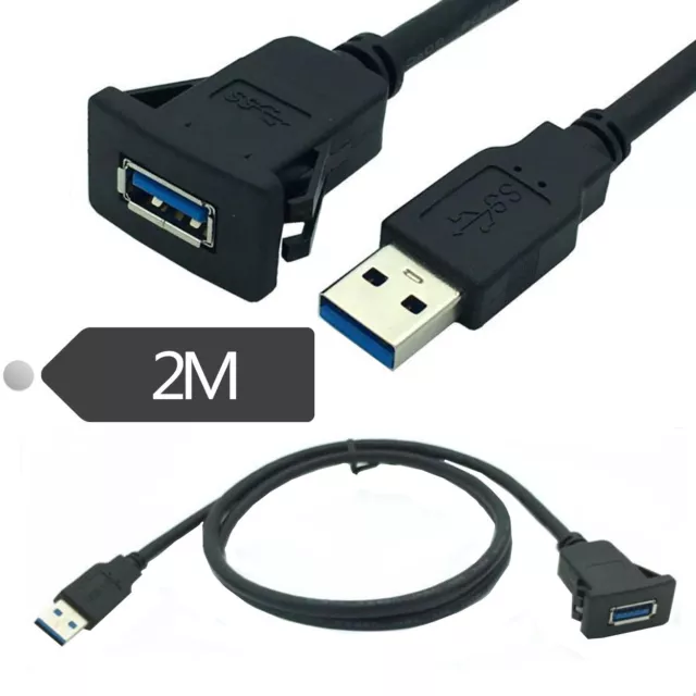 USB A 3.0 Male to Female Panel Flush Mount Extension Cable F Car,Boat,Motorcycle