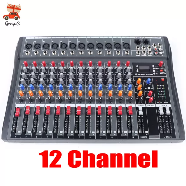 12 Channel Powered Bluetooth Studio Mixer Digital Mixer Mixing Console USB New