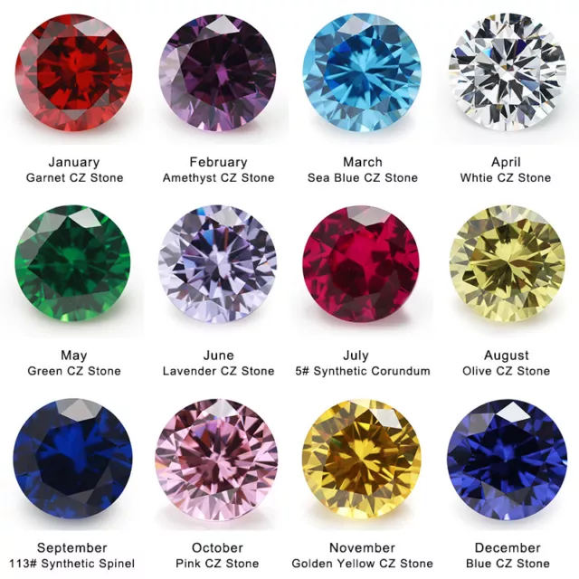 4~10mm Birthday Stone 1pcs Per Colors  Loose Round Cubic Zirconia CZ Gemstone