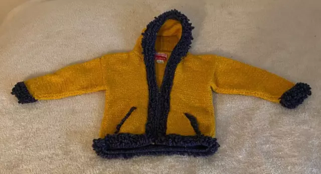 Hand-Knit Equador 100% Wool Zip Hooded Cardigan Sweater Kids Child
