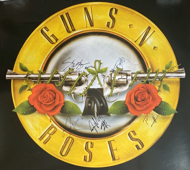 GUNS N ROSES Signed Poster Axl Rose Autograph Art Slash Duff Adler Izzy