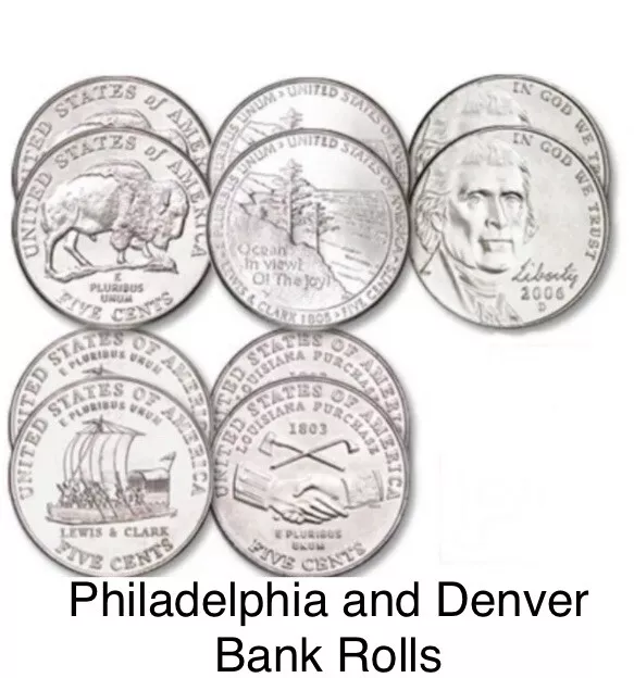 NEW 2004-2006 Westward Journey Jefferson Nickels Philadelphia & Denver Rolls