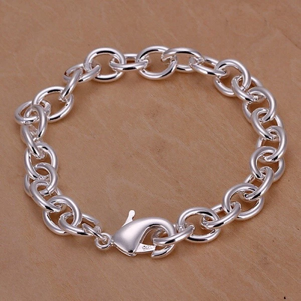 Bracelet Maille Gourmette Plaqué Argent 925 - 20 Cm De Longueur, 12mm De Large - Mixte Homme/Femme