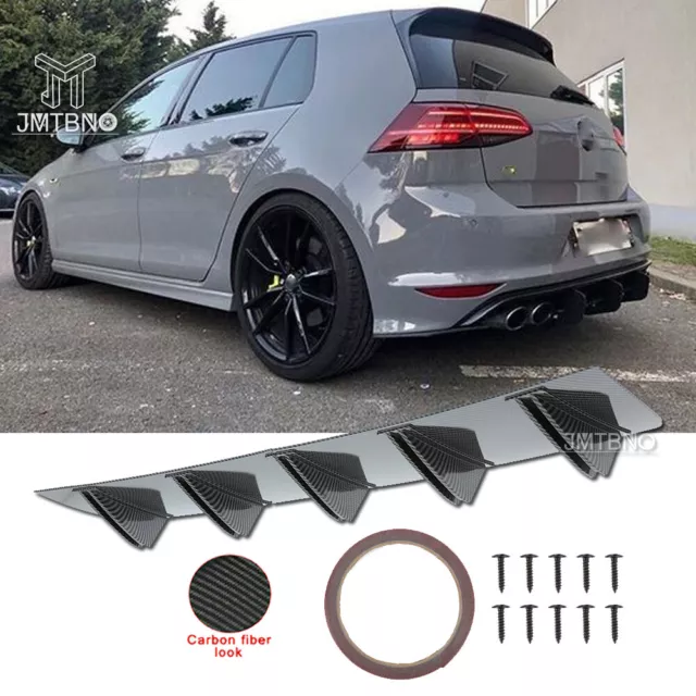 For Volkswagen Golf Jetta Passat Rear Diffuser Bumper Spoiler Lip Carbon Fiber